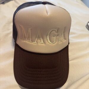 MAGA Trump Brown + Ivory Trucker Hat